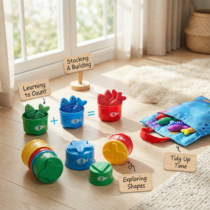 Magnetic Fishing & Sorting Game for Kids