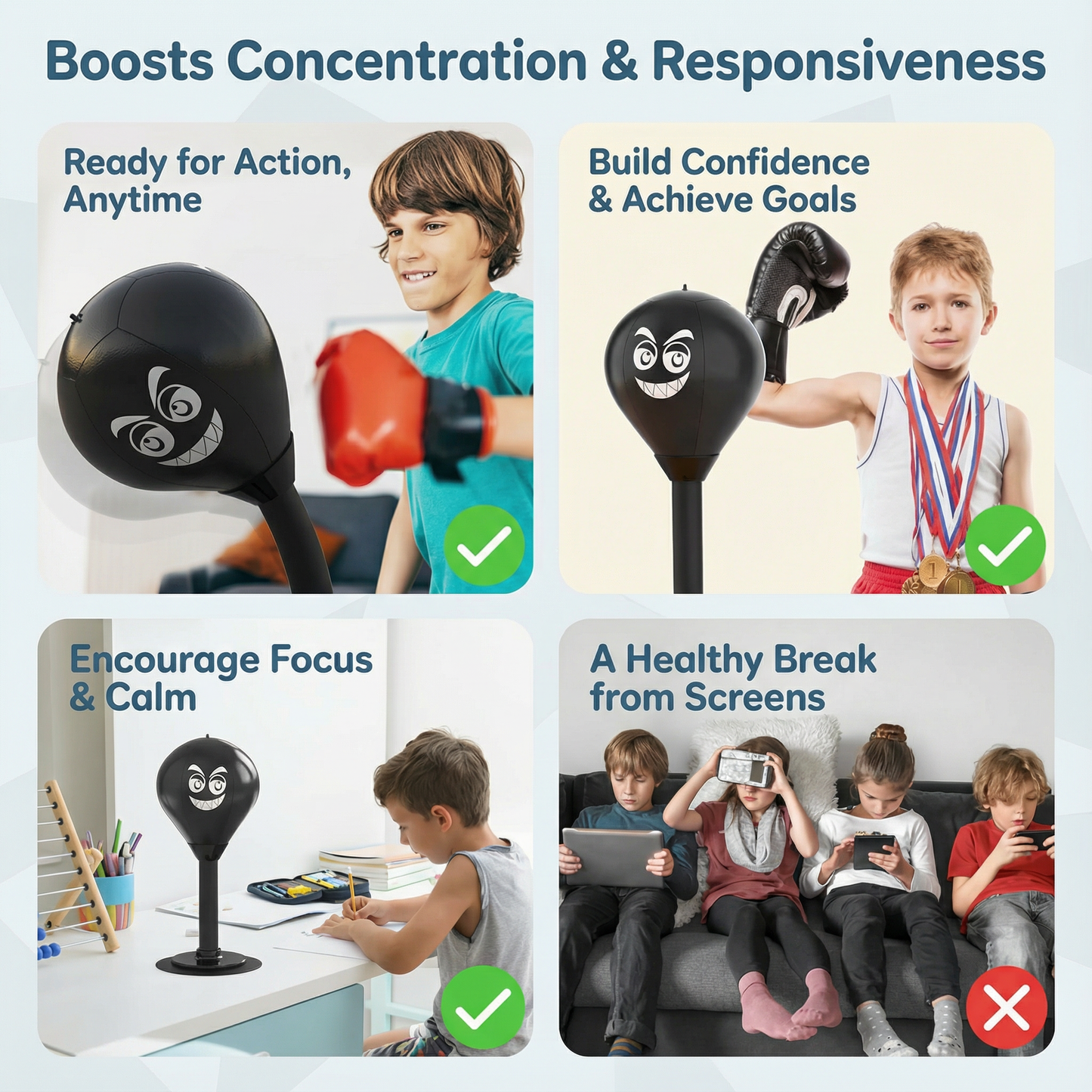 Kids Indoor Punching Bag with Suction Base