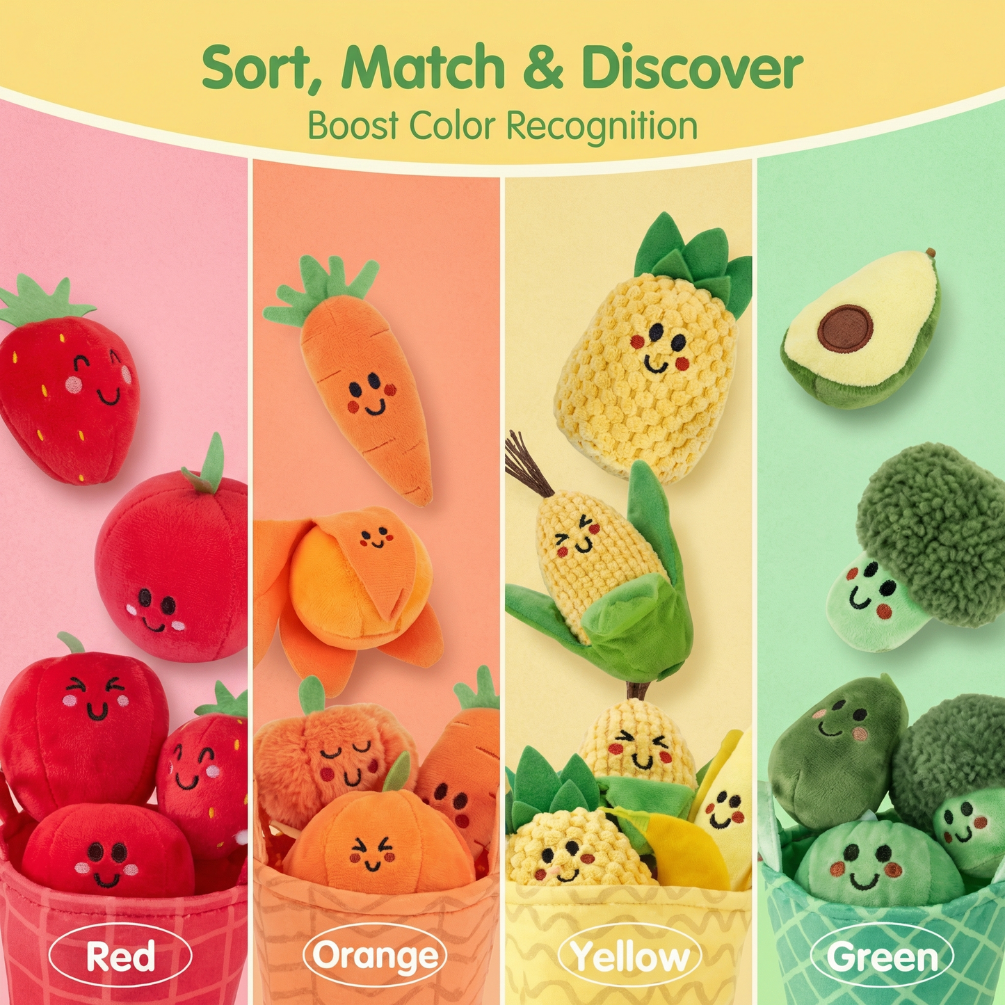 Fruit and Veggie Plush Sorting Learning Set