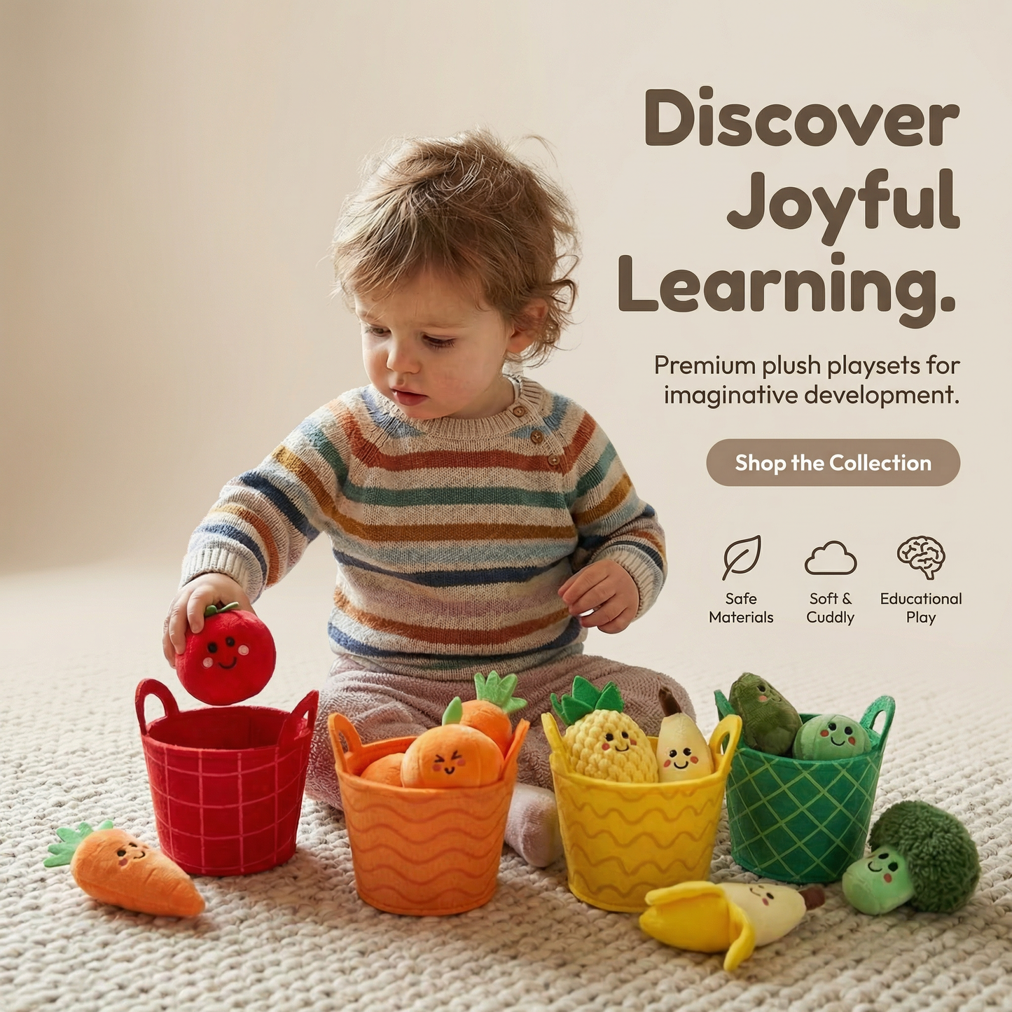 Fruit and Veggie Plush Sorting Learning Set