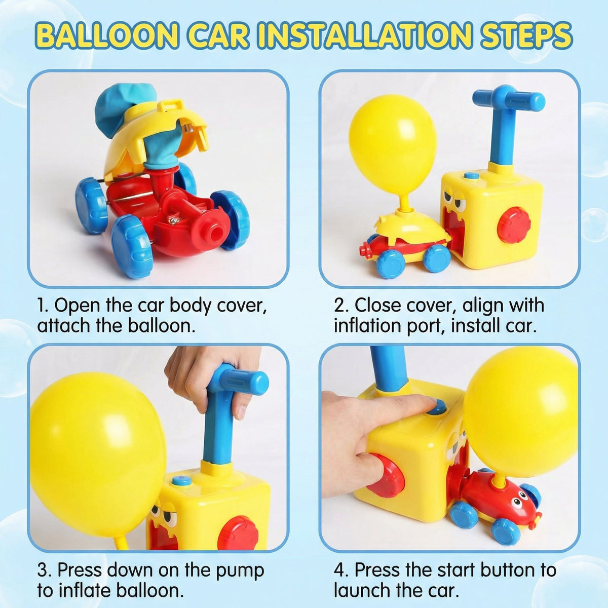 Balloon Powered Car Racing & Launcher Set