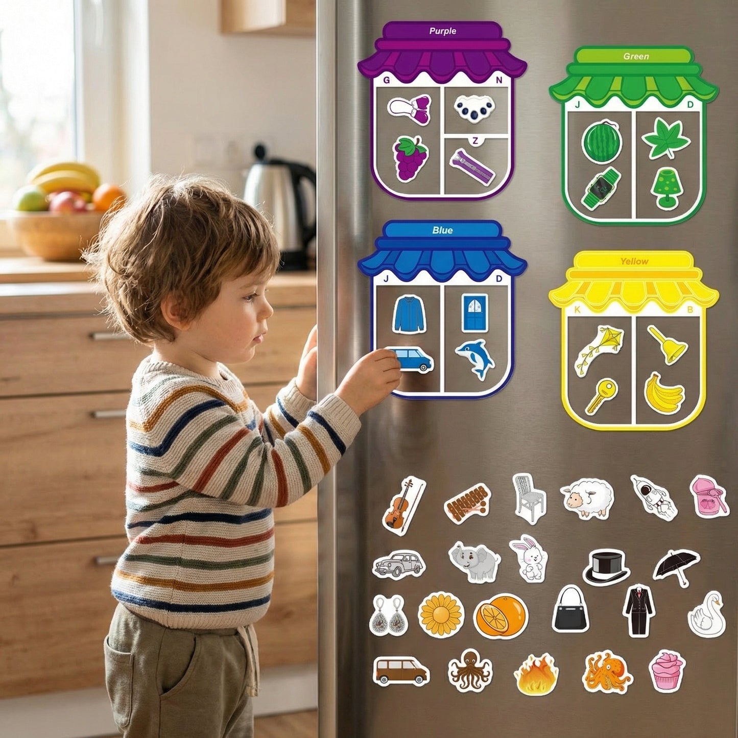 Magnetic Colour Sorting Fridge Magnets for Kids