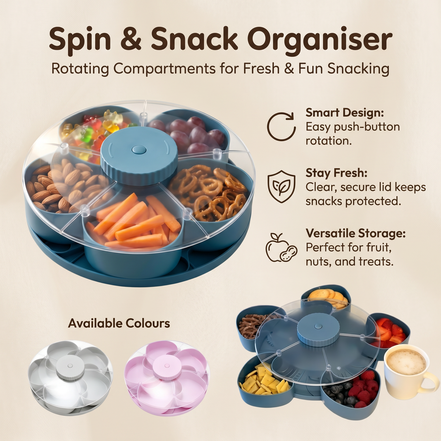 Rotating Serving Tray for Snacks