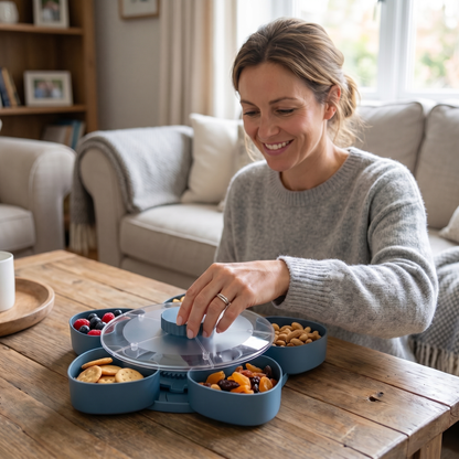 Rotating Snack Platter with Lid and Compartments