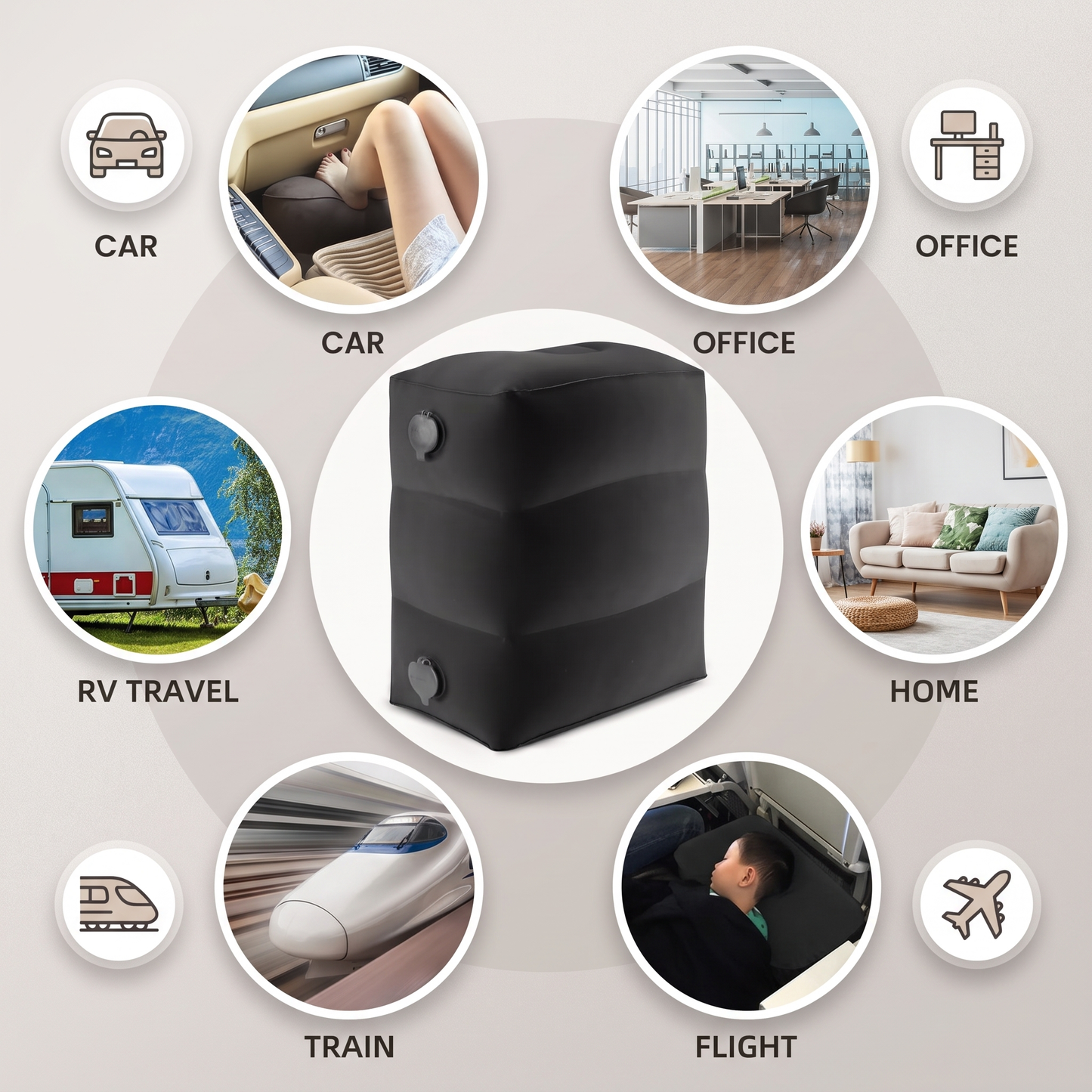 Inflatable Travel Foot Rest Cushion