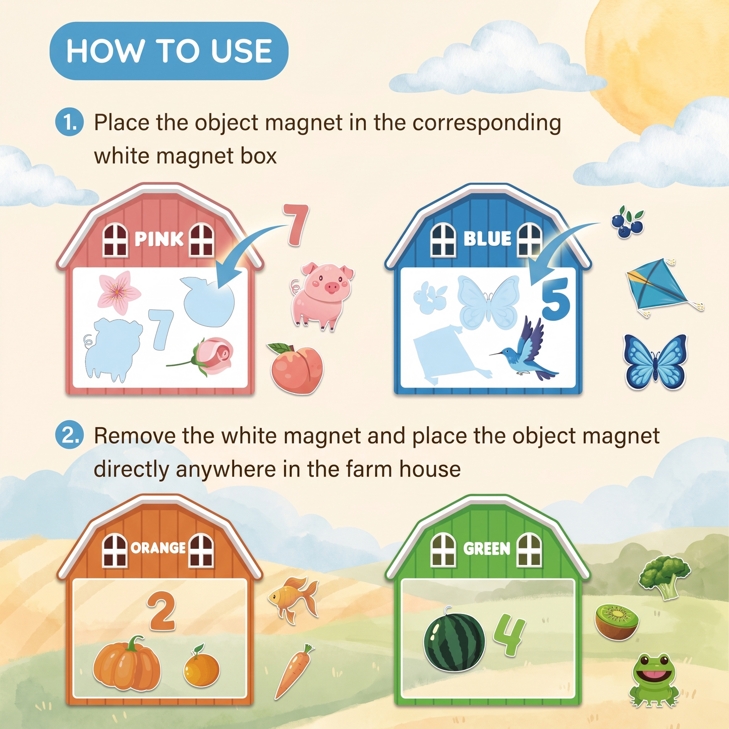 Magnetic Farm Fridge Learning Set for Kids