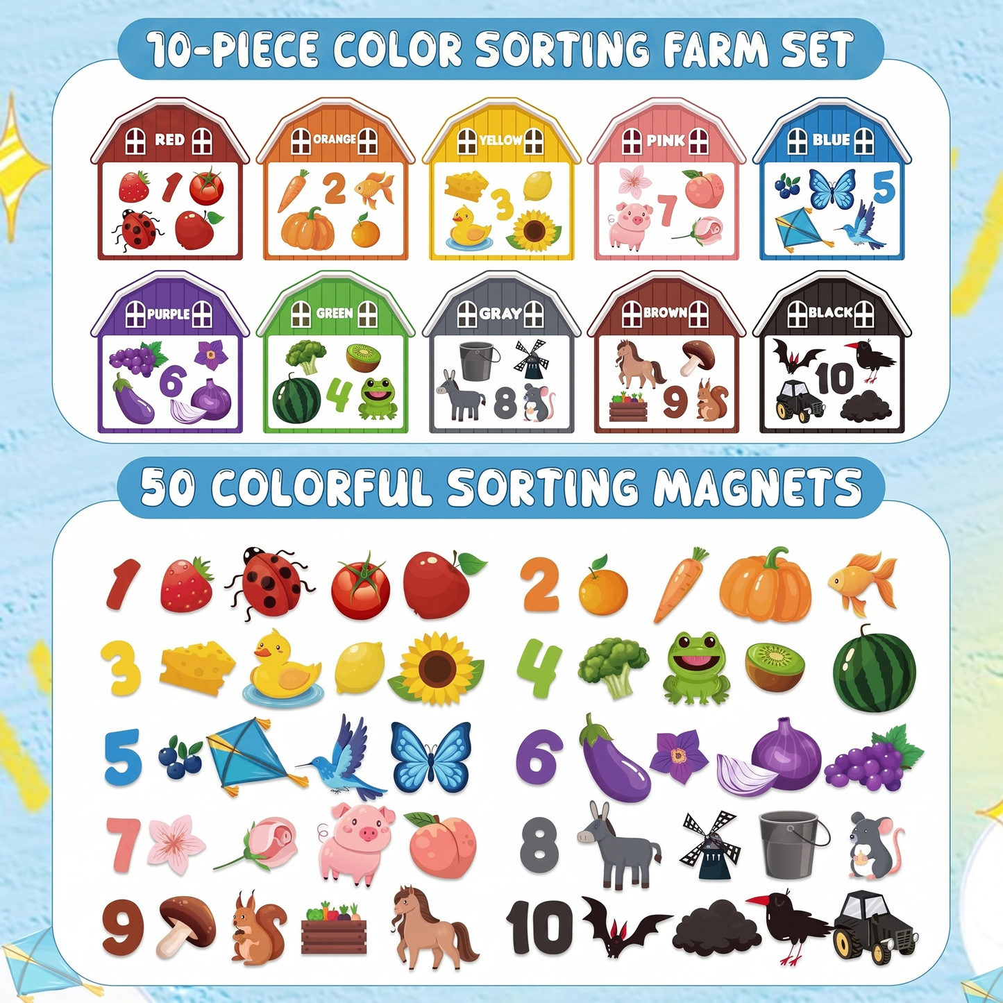 Magnetic Farm Fridge Learning Set for Kids