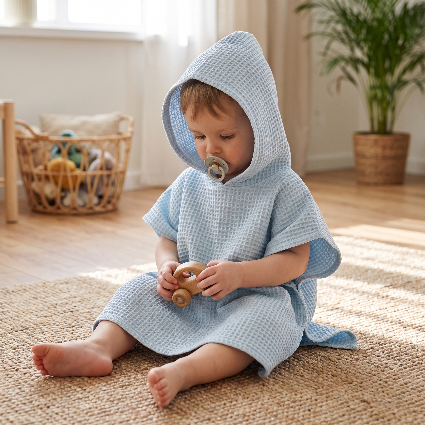 Hooded Cotton Towel Poncho For Kids