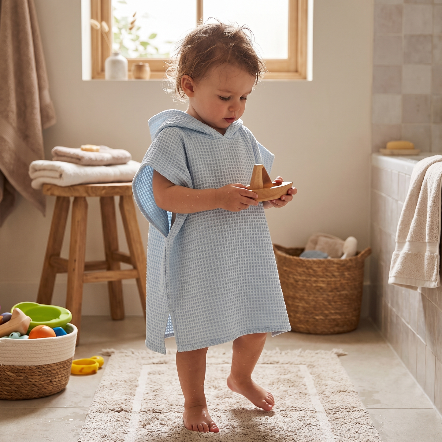 Hooded Cotton Towel Poncho For Kids