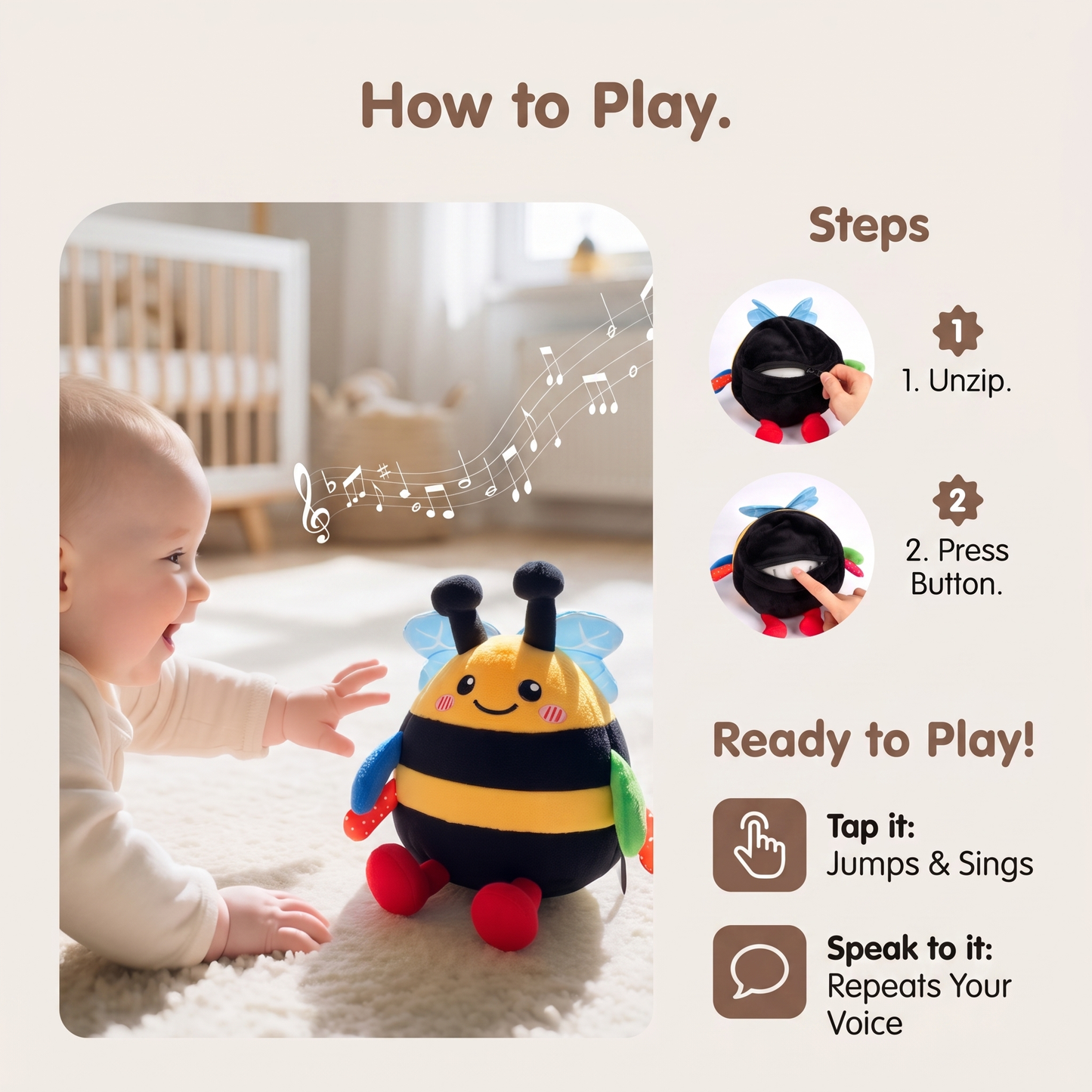 Musical Dancing Crawling Bee Toy