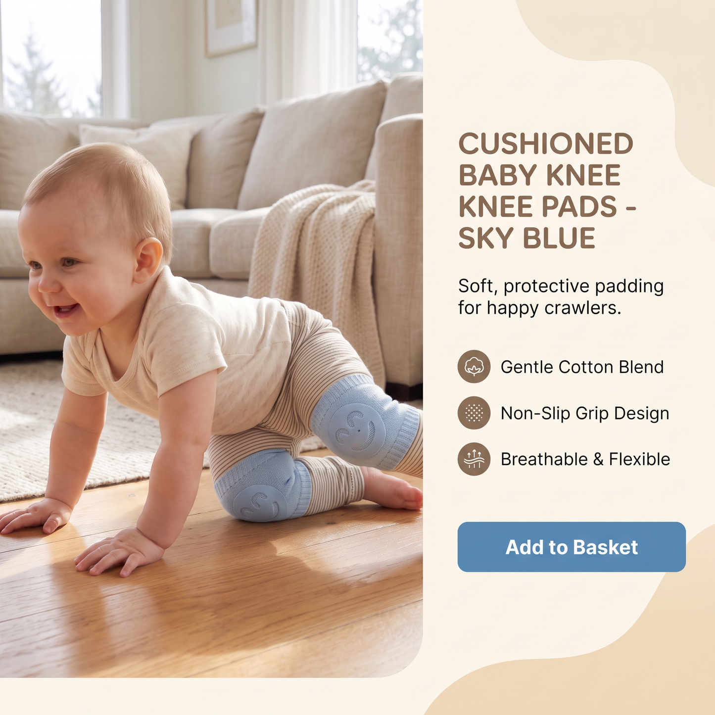 Baby Crawling Knee Pads with Anti Slip Grip