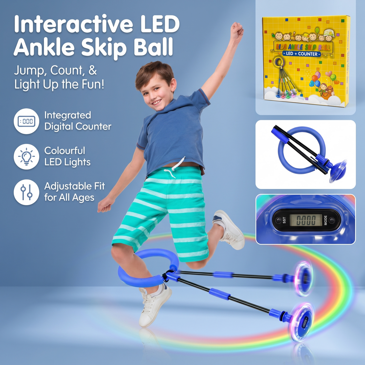 Light Up Ankle Skip Ball with Counter