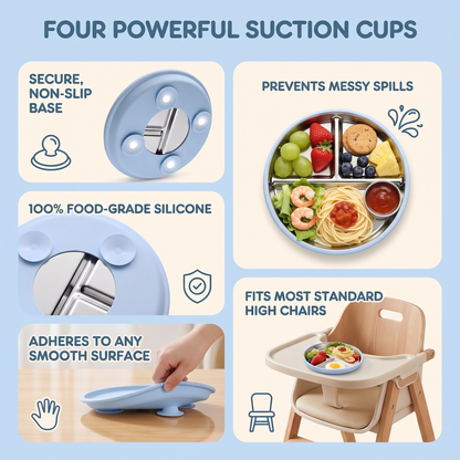 Stainless Steel Suction Plate for Babies & Toddlers (3-Pack)