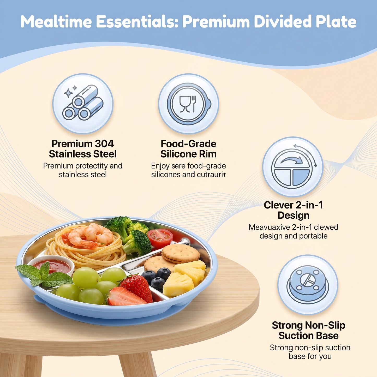 Stainless Steel Suction Plate for Babies & Toddlers (3-Pack)