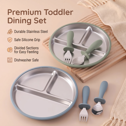 Stainless Steel Suction Plate for Babies & Toddlers (3-Pack)