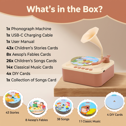 Kids Story & Music Record Player with 96 Cards