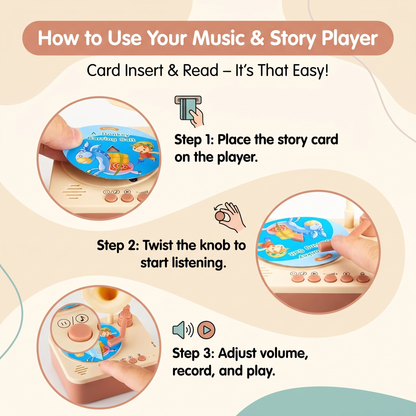 Kids Story & Music Record Player with 96 Cards