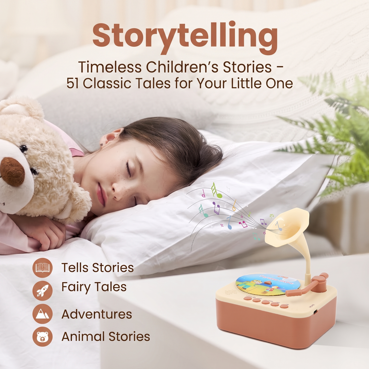 Kids Story & Music Record Player with 96 Cards