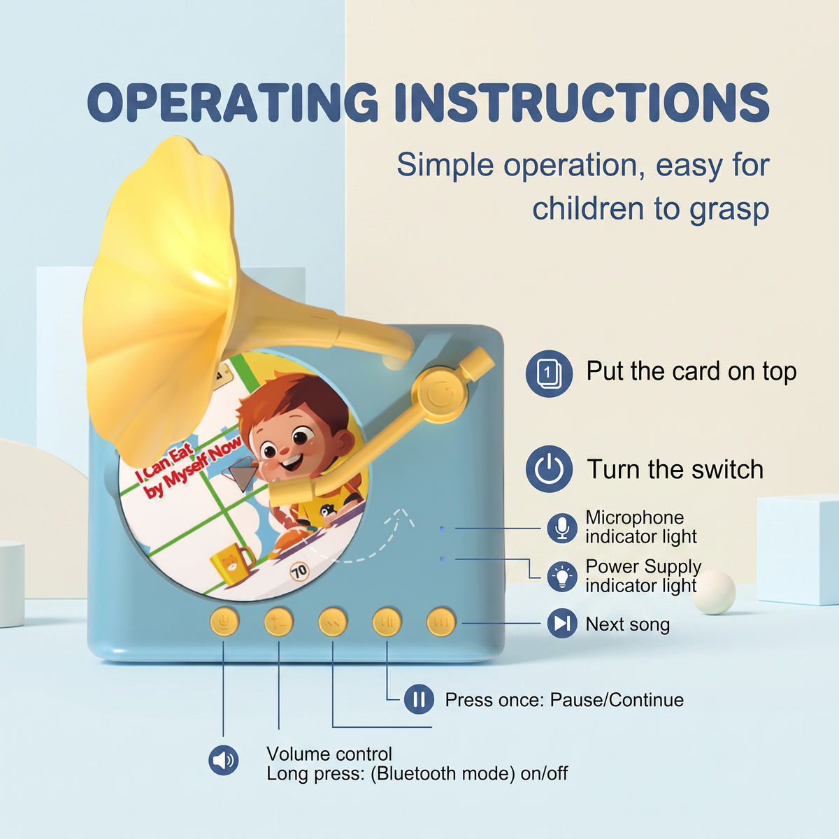 Kids Storytelling Gramophone with 96 Audio Cards