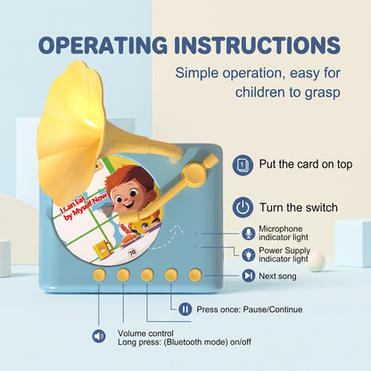 Kids Storytelling Gramophone with 96 Audio Cards
