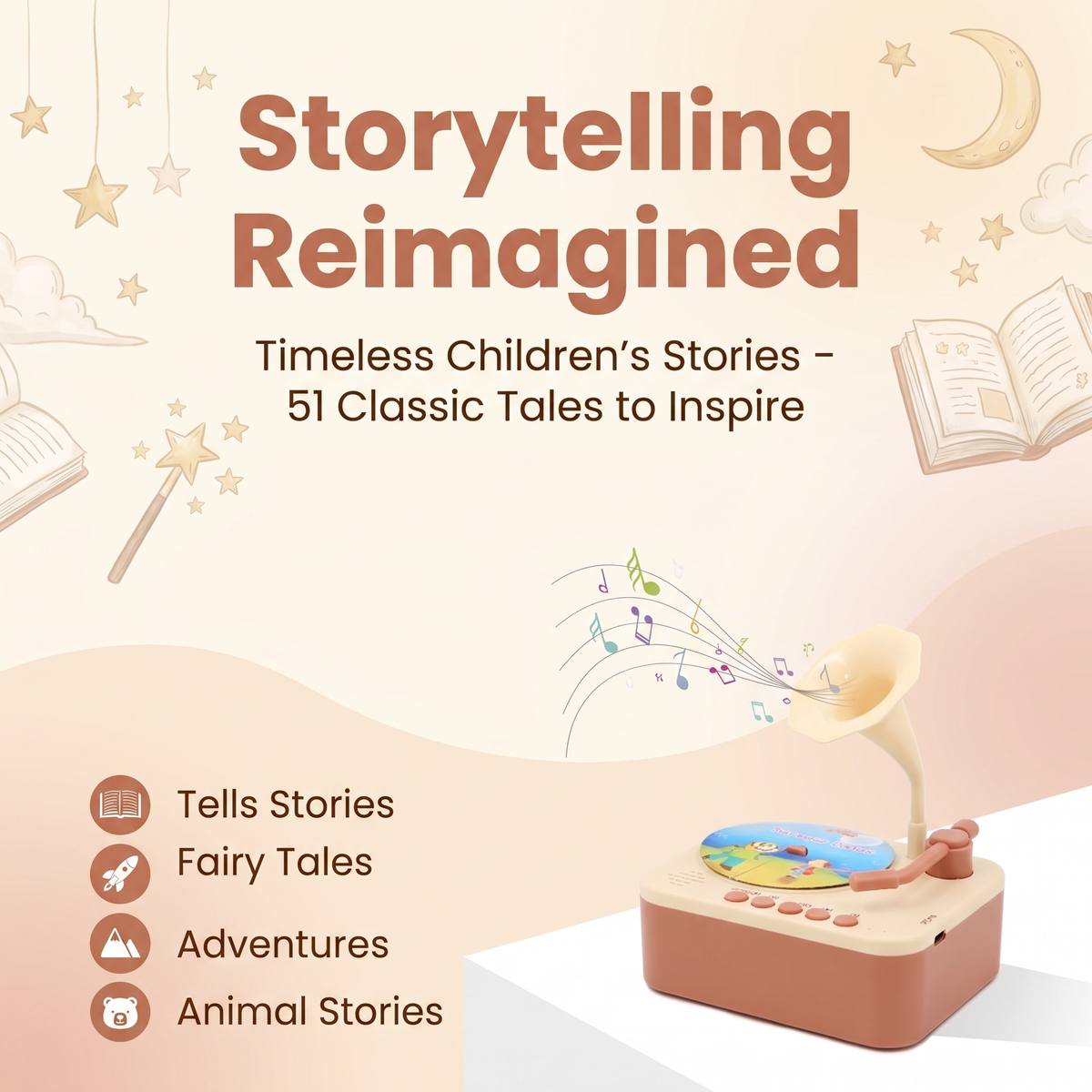 Kids Storytelling Gramophone with 96 Audio Cards