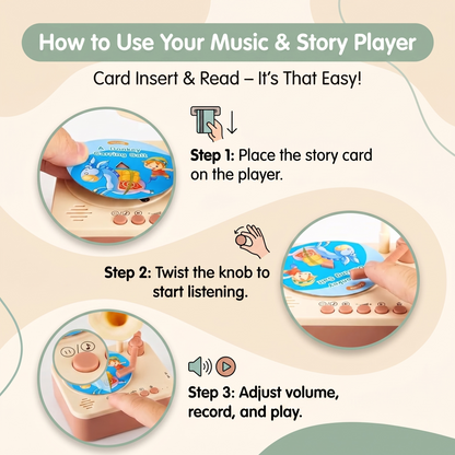 Kids Storytelling Gramophone with 96 Audio Cards