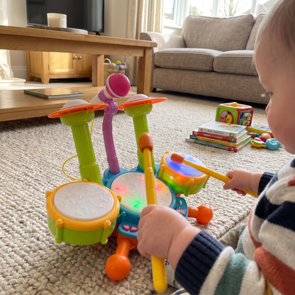 Interactive Musical Drum Set with Lights & Sounds