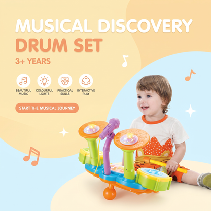 Interactive Musical Drum Set with Lights & Sounds