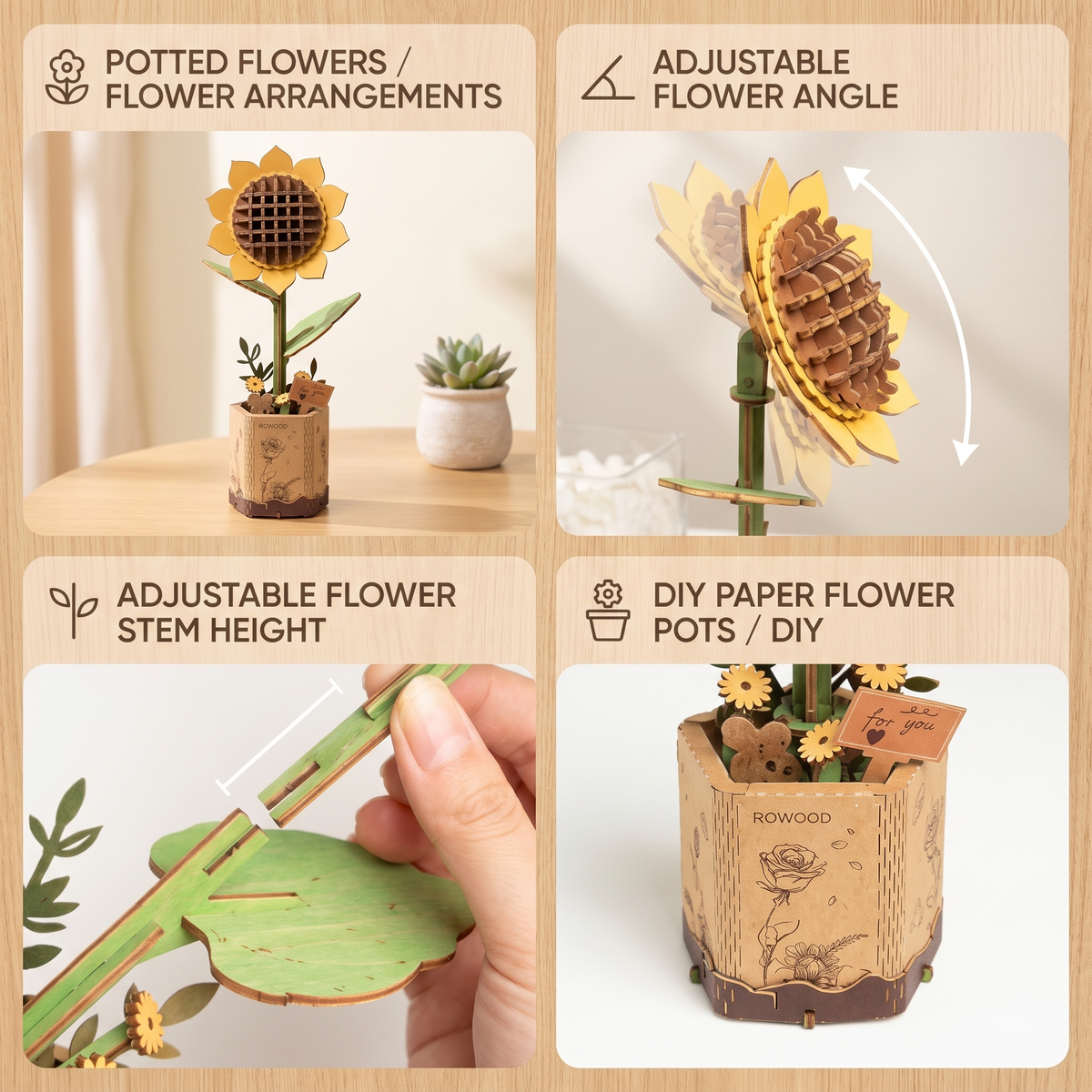 3D Wooden Flower & Plant Puzzle