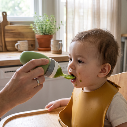 Silicone Squeeze Feeding Spoon with 120ml Food Container (2 Piece Set)