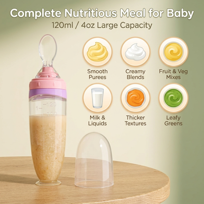Silicone Squeeze Feeding Spoon with 120ml Food Container (2 Piece Set)