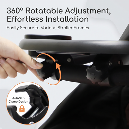 Universal Pram Snack Tray with Cup Holder & Storage