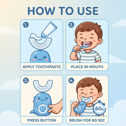 Kids Electric Toothbrush with U Shaped Silicone Brush