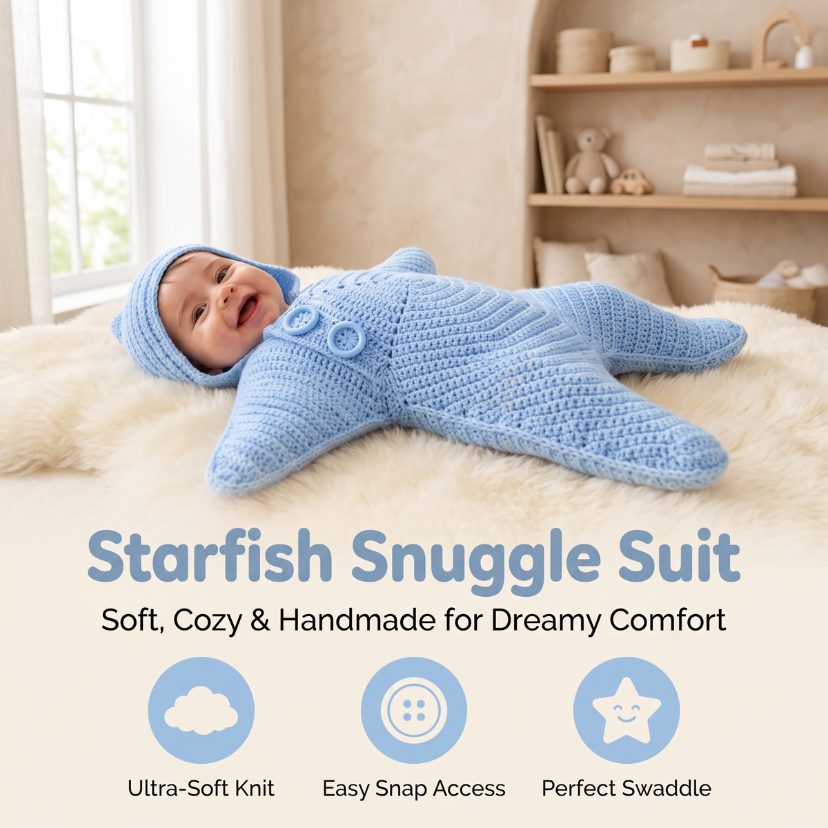 Cosy Star Suit for Babies - Knitted & Crocheted