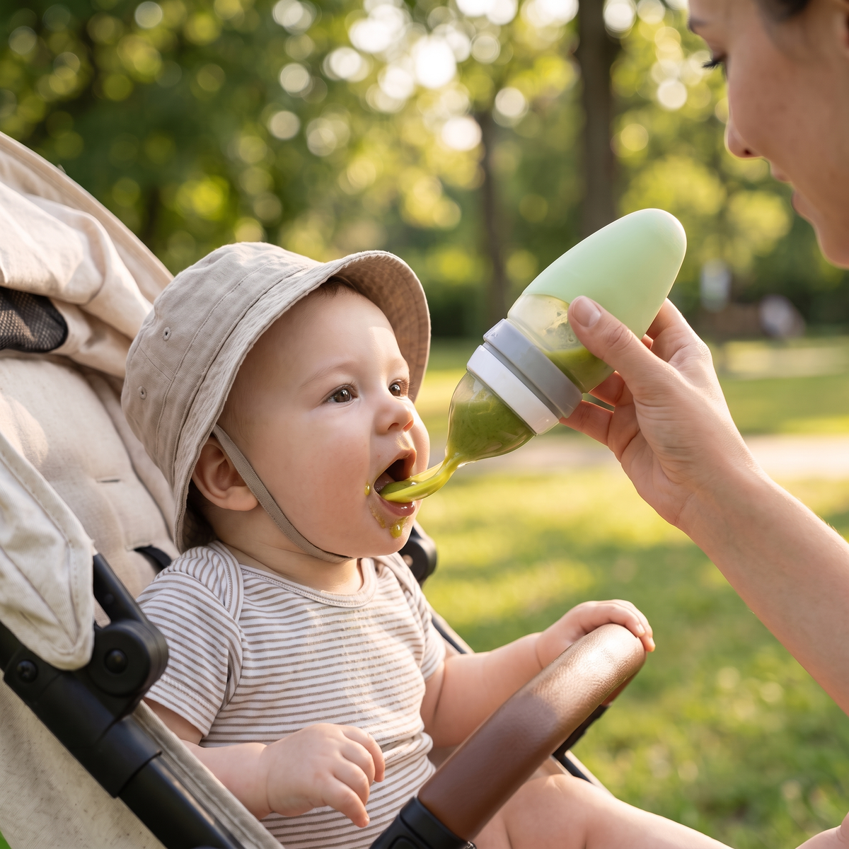 Silicone Squeeze Feeding Spoon with 120ml Food Container (2 Piece Set)