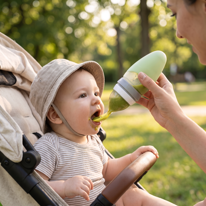 Silicone Squeeze Feeding Spoon with 120ml Food Container (2 Piece Set)