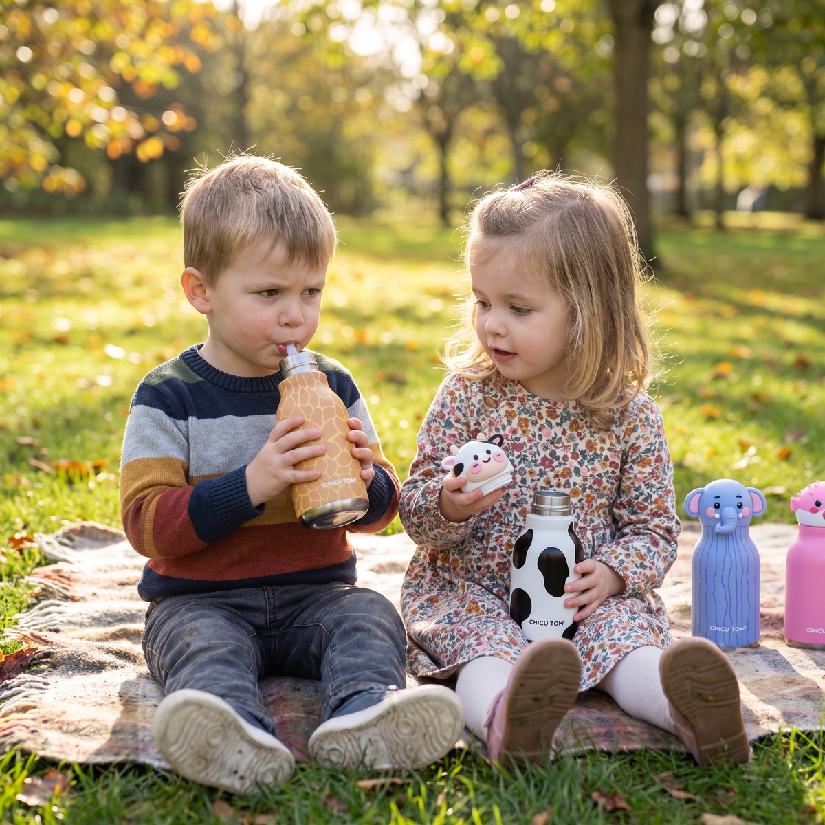 Kids Insulated Water Bottle with 3D Animal Lid – 480ml