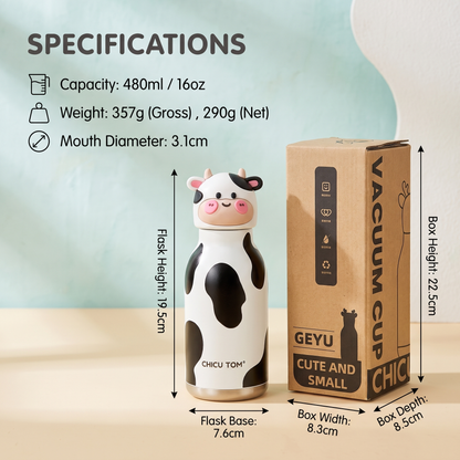 Kids Insulated Water Bottle with 3D Animal Lid – 480ml