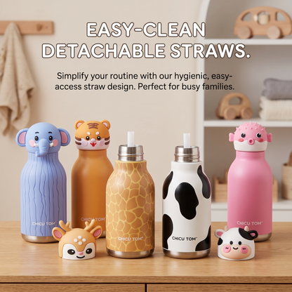 Kids Insulated Water Bottle with 3D Animal Lid – 480ml