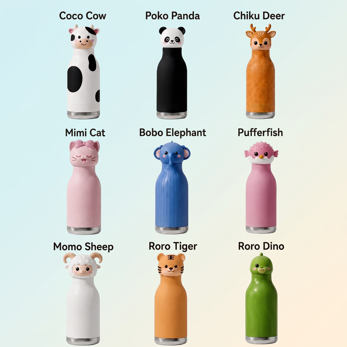 Kids Insulated Water Bottle with 3D Animal Lid – 480ml