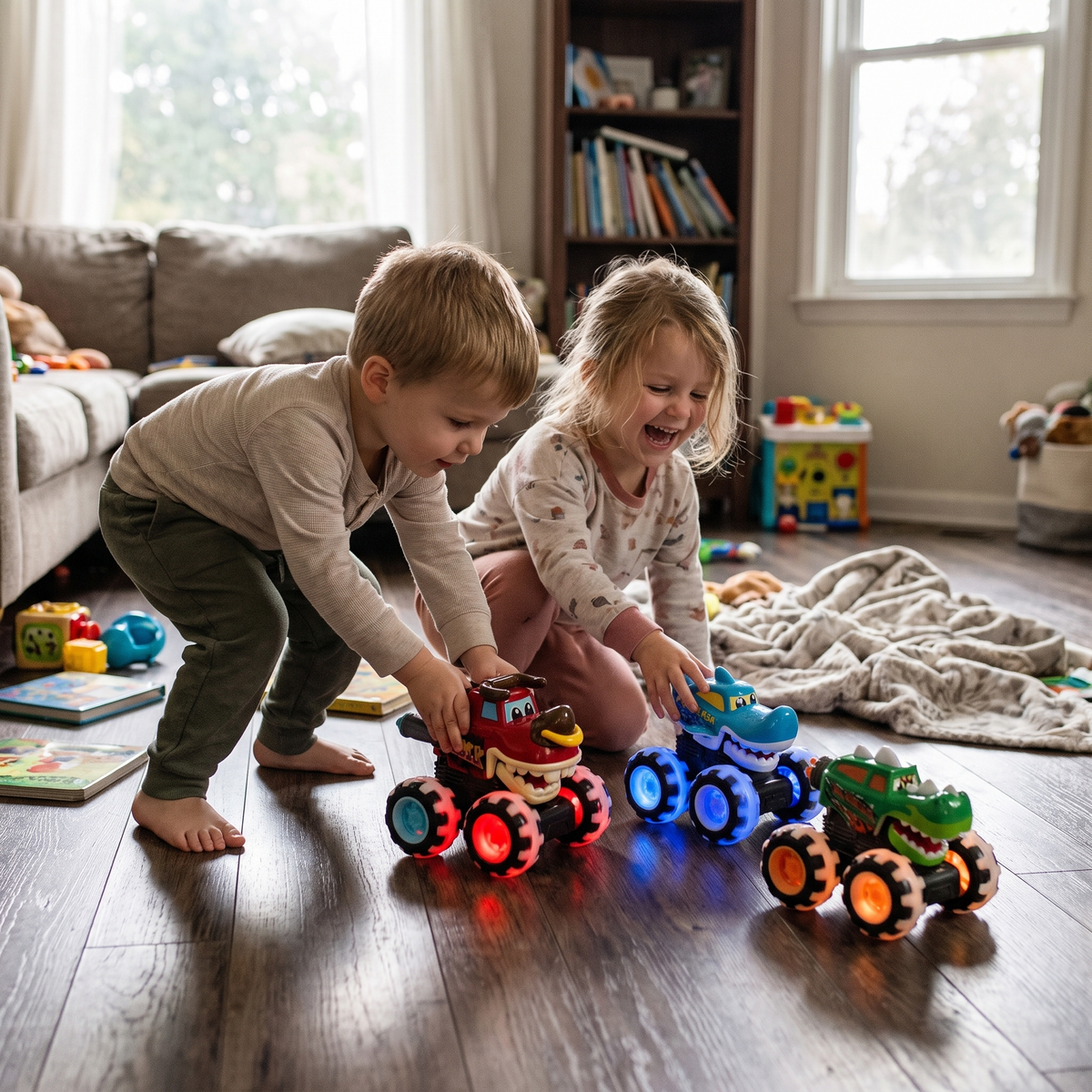 Press & Go Animal Monster Truck with Light Up Wheels
