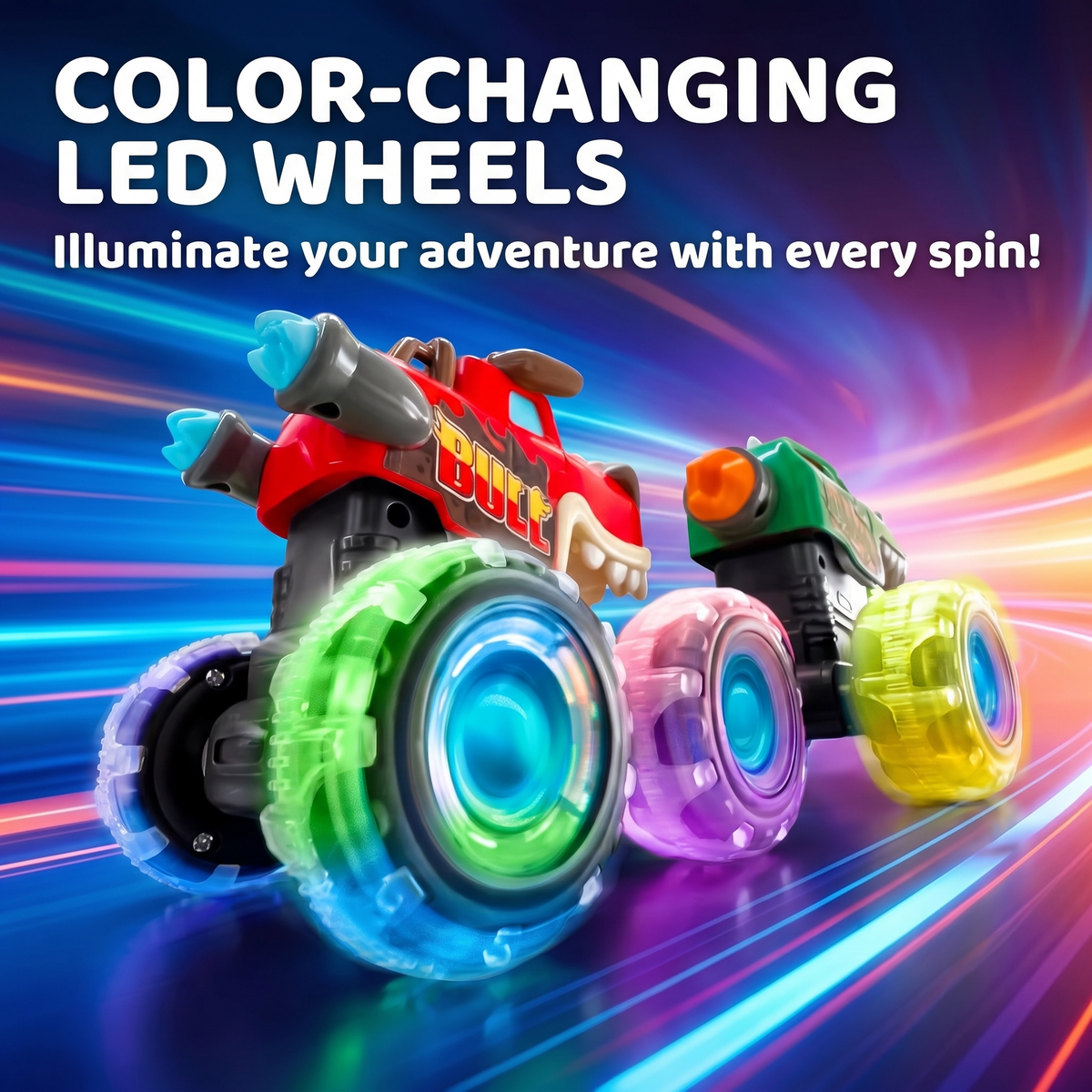 Press & Go Animal Monster Truck with Light Up Wheels