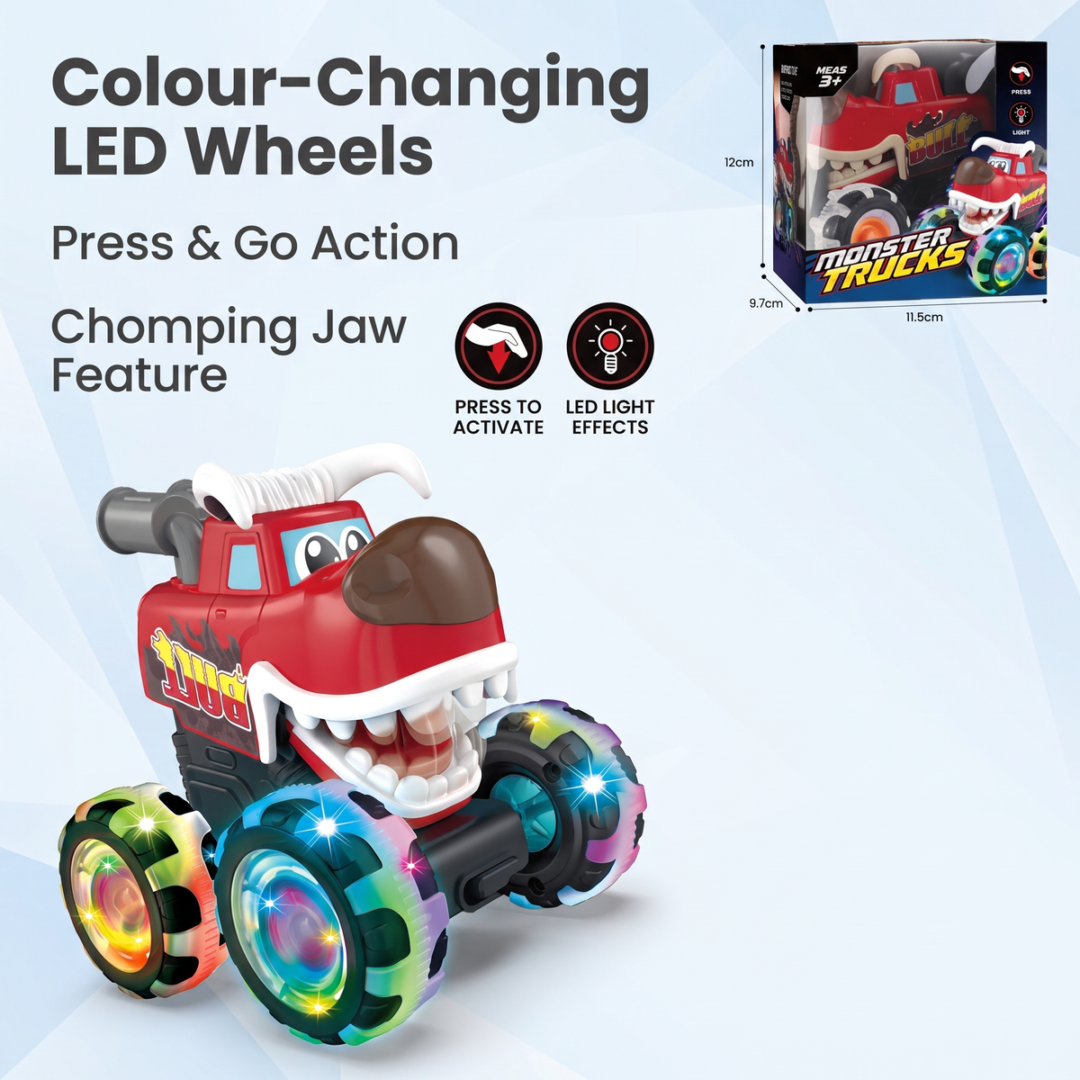 Press & Go Animal Monster Truck with Light Up Wheels