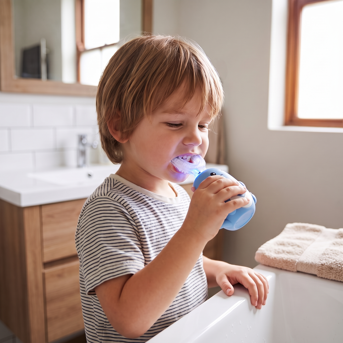 Kids Electric Toothbrush with U Shaped Silicone Brush