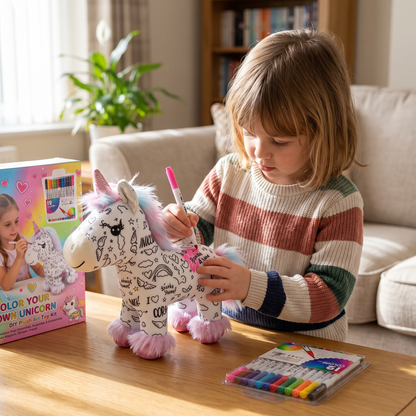 Colour Your Own Unicorn Plush with 12 Markers