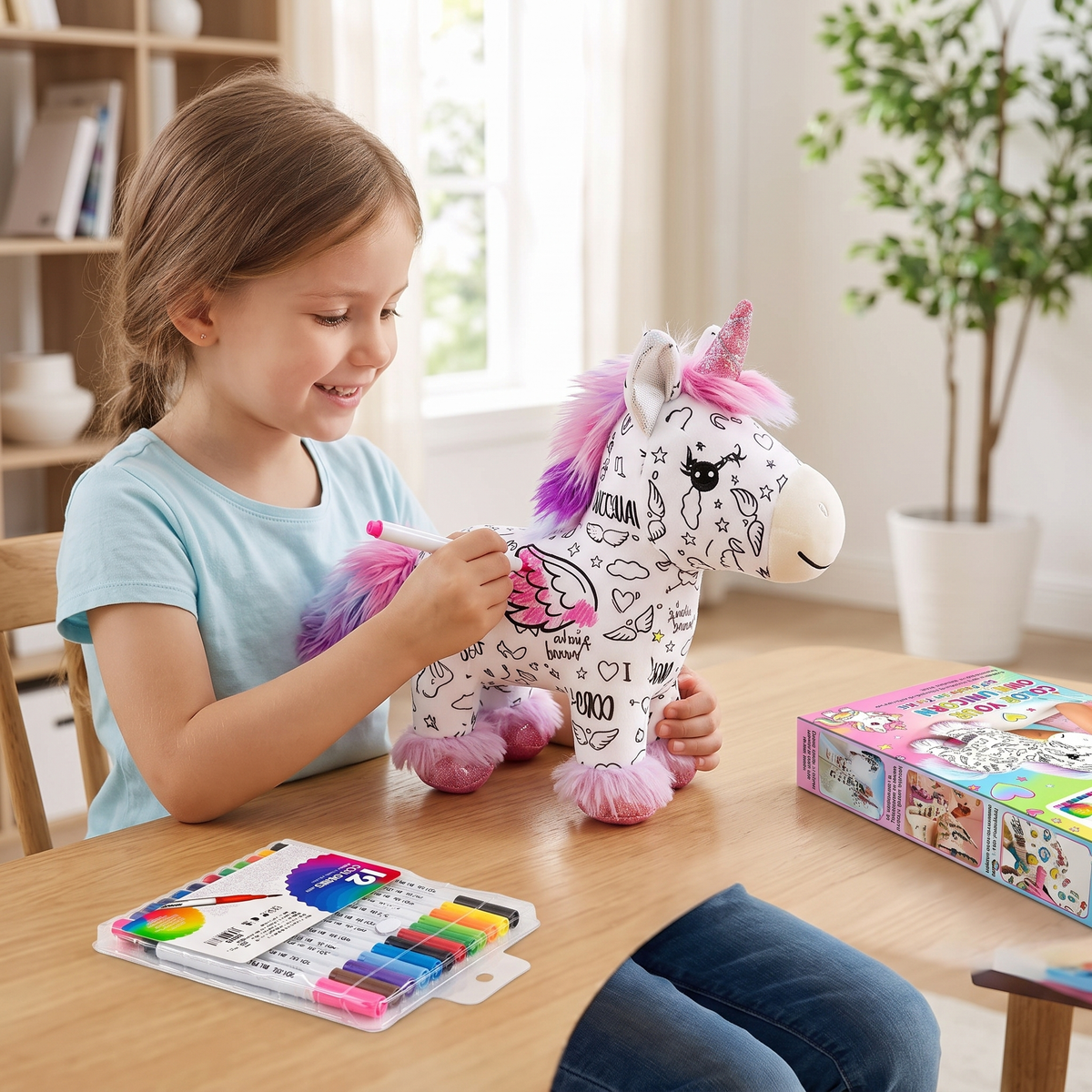 Colour Your Own Unicorn Plush with 12 Markers