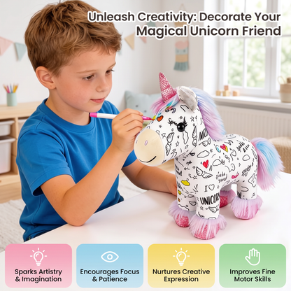 Colour Your Own Unicorn Plush with 12 Markers
