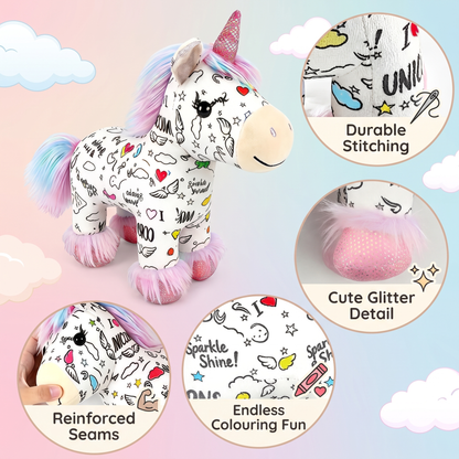 Colour Your Own Unicorn Plush with 12 Markers