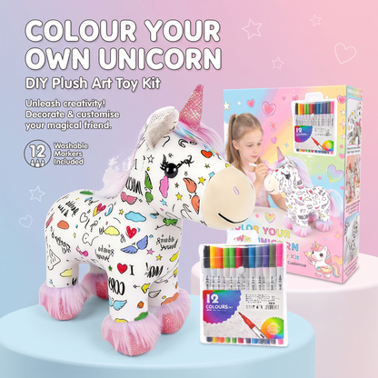 Colour Your Own Unicorn Plush with 12 Markers