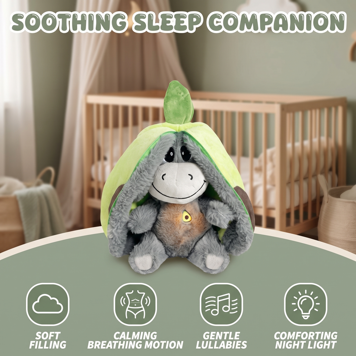 Soothing Breathing Donkey Bedtime Plush